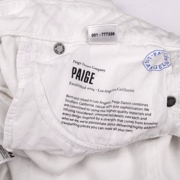 PAIGE Skyline Skinny Mid-Low Rise Jeans Stretch Denim White Zip Fly Summer Boho - Picture 7 of 7